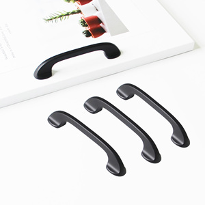 Modern Minimalist Arched Zinc Alloy Cabinet Handle Matte <b>Black</b> Drawer Pull for Kitchen Bathroom Furniture Hardware Products - Product Image 2