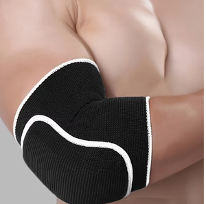 Breathable Elbow Support Black Spandex Polyester Adjustable Hook Loop Closure 22cm X 24cm for Football Running Unisex - Product Image 4