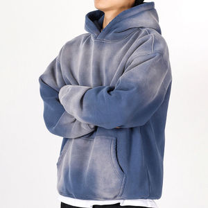 Sudaderas con capucha para hombre, personalizadas, de tela de alta calidad, extragrandes, con lavado ácido y efecto desgastado, estilo vintage, con rotos, de peso pesado, al por mayor - Product Image 2