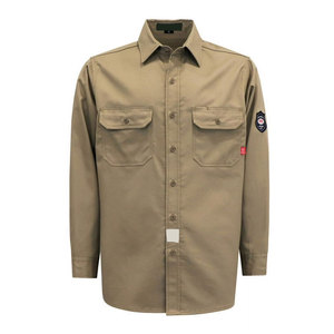 Custom 100% Cotton Flame Resistant Breathable Men's Work <b>Shirt</b> FRC Button-Up Utility Safety <b>Welding</b> Protective - Product Image 1