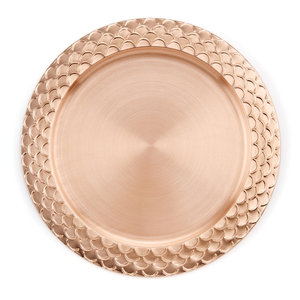 Assiette de présentation ronde en or rose antique, assiette décorative pour mariage, assiette de service en métal, vaisselle de luxe - Product Image 1