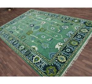 Alfombra de lana verde más vendida: Diseño Oushak turco antiguo, alfombra de lana de pelo cortado, decoración para el hogar hecha a mano con alta calidad textil. - Product Image 3