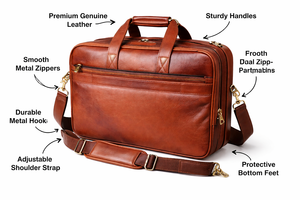 Wriza Genuine Leather Durable Flap Closure Luxury Soft Office Travel Daily Use Unisex Portable Business Laptop Briefcase - Product Image 2