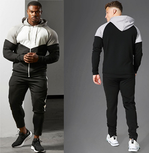 Sudadera con capucha de bloque de Color para hombre, ropa deportiva con cremallera frontal y bolsillos - Product Image 1