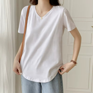 ZZH YF963 Blusas Formales para Mujer, Camisetas de Manga Corta de Algodón/Fibra de Bambú, Transpirables y Compresibles para Verano, Gran Venta - Product Image 3