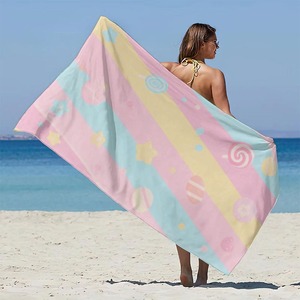 Serviette de plage rectangulaire en coton 100% avec logo personnalisé imprimé pour adultes et enfants, serviettes de bain et de plage d'été - Product Image 1
