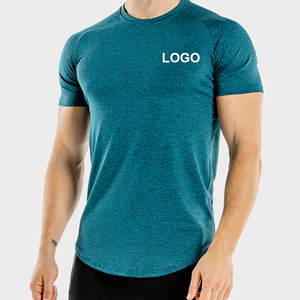 T-shirt en jersey de polyester à manches courtes pour homme, col rond, couleur unie, coupe ajustée, décontracté, longueur normale, séchage rapide, idéal pour la gym - Product Image 1