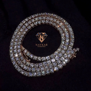 Premium Quality Tennis Necklace Moissanite Diamond 925 Silver Gold Plated VVS <b>Iced</b> <b>Out</b> Jewelry Party Wear Available For Sale - Product Image 1