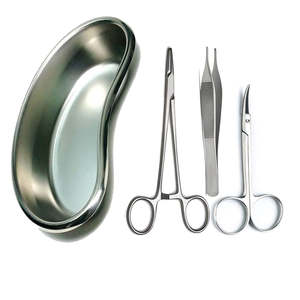 Kit de Suture en Acier Inoxydable avec Porte-Aiguilles, Pinces Adson, Ciseaux Iris, Plateau Rénal 8 pouces – Matériel Médical par Dentavex - Product Image 1