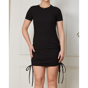 Vestido Ajustado de Manga Corta de Alta Calidad, Vestido Mini de Punto Elástico, Proveedor OEM ODM - Product Image 1