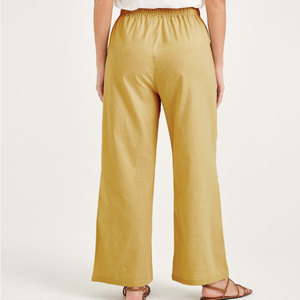 Pantalones de Lino y Algodón de Cintura Alta, Transpirables, Elásticos, Cómodos, Suaves, de Corte Recto, con Cordón Ajustable, Tallas Grandes, para Dormir - Product Image 4