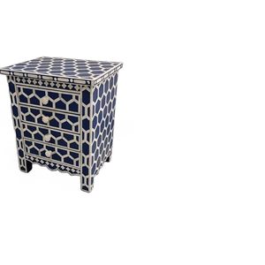 Handmade Blue Bone Inlay <b>Chest</b> <b>of</b> <b>Drawers</b> Traditional Wood Furniture for Living Room Bedroom Side Table - Product Image 2
