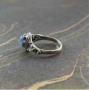 Bague en argent 925 pour femme avec chalcédoine aqua, bijou classique en pierre précieuse pour mariage, anniversaire ou soirée - Product Image 4