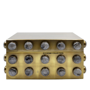 Boîte à bijoux en aluminium doré très demandée avec pierres précieuses en résine, décoration d'intérieur, objet de décoration, idée cadeau idéale - Product Image 1