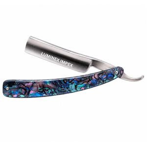 Navaja de Afeitar Recta Vintage Luminex Impex con Mango de Concha de Abulón y Acero al Carbono, Lista para Usar en Barberías y Salones - Product Image 1