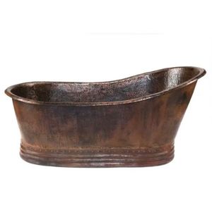 Baignoire autoportante ovale en cuivre martelé, marron rustique, artisanale, pour maison et hôtel - Product Image 1