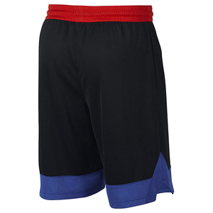 Shorts Bermuda pour homme, couleur noire, avec ceinture rouge et ourlet bleu, style sportif à séchage rapide, taille élastique - Product Image 3