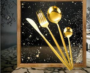 Ensemble de couverts en acier inoxydable de qualité supérieure, plaqué or, pour mariage, fourchette, cuillère, couteau, finition miroir, pour occasions spéciales, en gros - Product Image 4