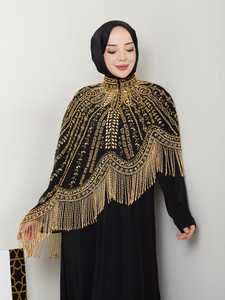 Élégante Cape Vintage Respirante à Paillettes et Pompons, Couvre-Épaules Brodé à Bouton Unique, Courte et Fine en Nylon pour Mariage et Soirée - Product Image 2