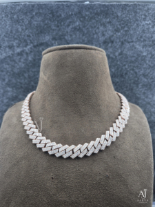 AARVA JEWELS Moissanite <b>Statement</b> <b>Necklace</b> 18K Solid Gold Rose Gold Plated Geometric Link Chain Luxury Unisex <b>Necklaces</b> - Product Image 4