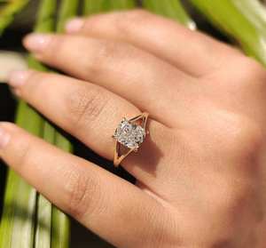 Premium Lab Grown Cushion Cut Diamond Solitaire <b>Ring</b> Modern <b>Split</b> Shank Sterling/14/18KT Silver IGI Certified Elegant Bridal - Product Image 2