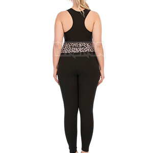 Ensemble de yoga pour femmes, noir uni, respirant, séchage rapide, leggings taille haute, débardeur court dos nageur, grande taille, sans couture, tenue d'entraînement 2 pièces - Product Image 2