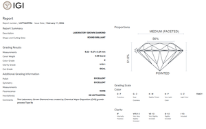 เพชรแล็บสีขาว E รับรองโดย IGI ทรงกลมเจียระไนอย่างดี ราคาขายส่ง CVD ความใส VVS1 เพชรเพาะเลี้ยงในห้องปฏิบัติการ พร้อมใบรับรอง IGI - Product Image 3