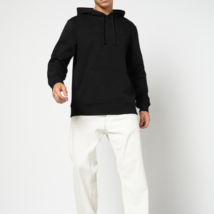 Sweat-shirt à capuche noir pour homme, coupe classique, en coton French Terry, imprimé lettres sur le devant, décontracté, pour l'automne - Product Image 1