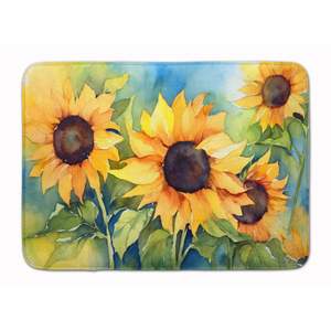 Tournesols Aquarelle Mousse À Mémoire Tapis De Bain Lavable En Machine Anti-Fatigue Cuisine Tapis Confort Coussin pour Bain et Cuisine - Product Image 1