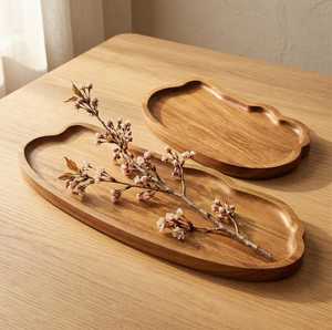 Bandeja de Té Japonesa en Forma de Nube, Utensilio de Madera de Acacia para Cafetería, Postres, Pasteles, Almacenamiento de Bocadillos - Bandeja de Madera Premium para Servir la Cena - Product Image 5