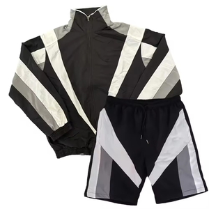 2026 Custom High Quality Windbreak Nylon <b>Polyester</b> Jacket Set Patchwork Waterproof Short Jacket <b>Tracksuit</b> for Men Casual Wear - Product Image 3