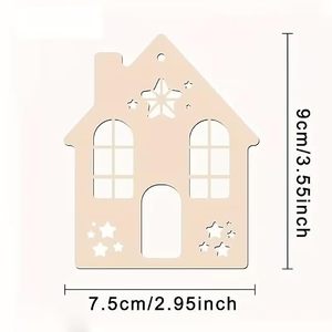 Small Handmade <b>Christmas</b> Wooden House Tag Paintable DIY Hanging Ornament <b>Gift</b> Label Bells for Holiday Party Favor Decoration - Product Image 3