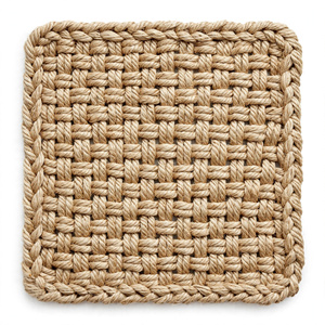 Tapis carré en jute tissé à la main, antidérapant, à poils longs, style bohème, pour salon, exporté du Bangladesh - Product Image 6