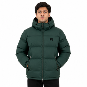 Veste matelassée et rembourrée pour homme, coupe-vent chaude, avec fermeture éclair, décontractée, épaisse, isolante, à capuche personnalisée, style USA - Product Image 1