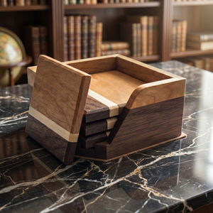 Juego de Posavasos de Madera de Dos Tonos con Soporte, Cuadrados, Multicolores, para Bebidas, Modernos, Elegantes, para Tazas de Café, Decoración de Mesa - Product Image 3
