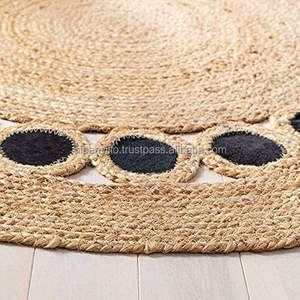 Alfombra de ruta redonda rústica con textura tejida, hecha a mano India para uso diario, alfombrillas de yute para sala de estar de proveedor indio - Product Image 3