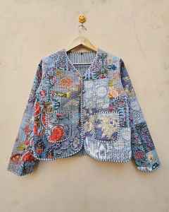 Wholesale Designer Reversible Cotton Jackets Indian Hand Block Print Kantha Jackets Patchwork <b>Quilted</b> <b>Floral</b> Autumn Jackets - Product Image 5