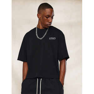 Camisetas de Hombre de Alta Calidad, Casuales, Holgadas, de Punto, de Manga Corta, Estilo Urbano, de Algodón Grueso, Cuello Redondo, de Secado Rápido - Product Image 1