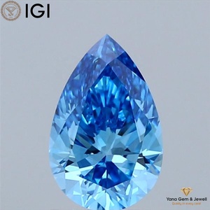 Diamant de laboratoire cultivé CVD de forme poire certifié IGI, couleur bleu vif fantaisie, clarté VS1, 1,00 CARAT pour bague de bijoux personnalisée - Product Image 1