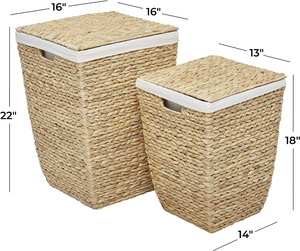 Cesto de Ropa Rectangular Ecológico Multifuncional de Jacinto de Agua para el Hogar, Cesta Organizadora de Almacenamiento con Forro para Uso Doméstico - Product Image 5
