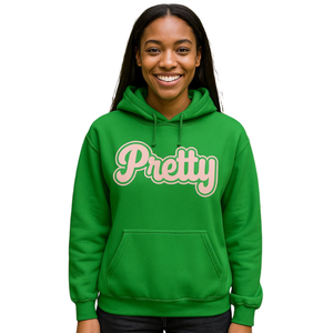 เสื้อฮู้ดดี้พรีเมียม AKA Pretty Hoodie ผ้าฟลีซแบบสวมหัว สกรีนลายตามสั่งสำหรับชมรมหญิงสาวกรีก เสื้อฮู้ดดี้ลำลองสำหรับผู้หญิง สีเขียวเคลลี่ชมพู - Product Image 5