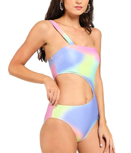 Maillot de bain 2 pièces rouge uni pour femme, grande taille, épaules dénudées, bas de bikini à nouer sur les côtés, infroissable, 240g, sans couture, pour la plage - Product Image 4