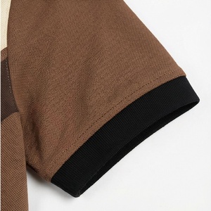 Polo à manches courtes pour homme, imprimé géométrique marron, décontracté, respirant, en coton Oxford, coupe classique - Product Image 6
