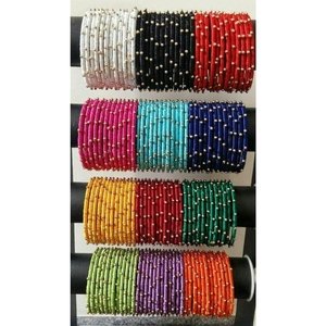 Colorful Handmade Thread <b>Bangles</b> Set Silk Wrapped Traditional Indian Jewelry Women Bridal Party Wear Bulk - Product Image 1