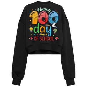 Top corto de algodón 100% de marca, sudaderas con capucha para gimnasio para mujer, ropa de calle informal con hombros caídos, Sudadera con capucha estampada de gran tamaño para niñas - Product Image 1