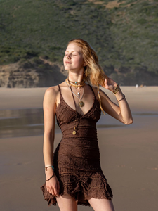 Vestido de Encaje con Volantes Hecho a Mano, Estilo Bohemio, para Festivales, Vestido Mini de Hada para Mujer, Atuendo Bohemio Vanguardista para Festivales - Product Image 4