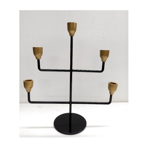 Dual arm metal candle holder with symmetrical design sturdy frame and refined finish for centerpiece styling - Product Image 6