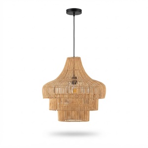 Woven Rattan Pendant Light Shade <b>for</b> Ceiling Hanging <b>Lamp</b> Natural Handmade Decor <b>for</b> Rustic Cozy Environments - Product Image 2