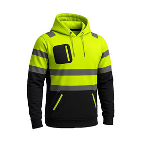 Sweat à capuche homme en molleton 100% coton haute visibilité réfléchissant, léger, imperméable, coupe oversize, manches longues, pour le travail en automne - Product Image 1