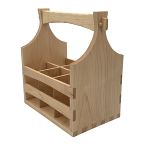 Caddie en bois à quatre sections avec poignée en bois, couleur bois naturel, caddie artisanal pour la cuisine, organisateur multi-usages - Product Image 5